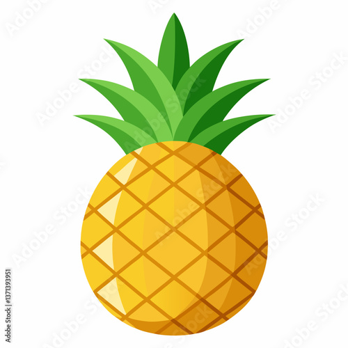 golden pineapple with spiky green leaves
