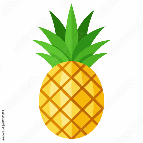 golden pineapple with spiky green leaves