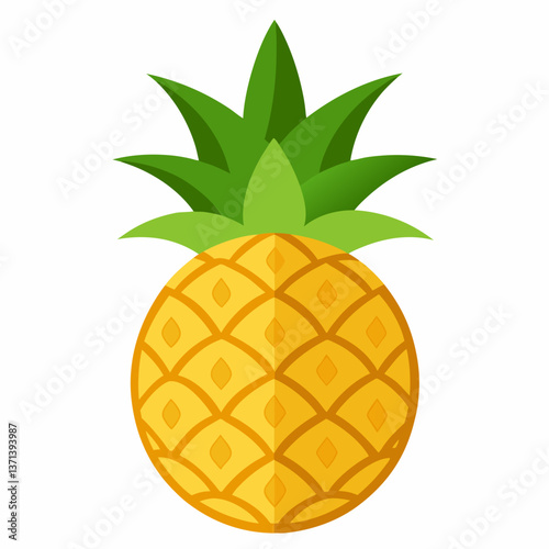 golden pineapple with spiky green leaves