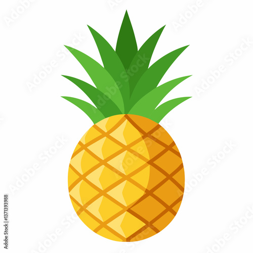 golden pineapple with spiky green leaves