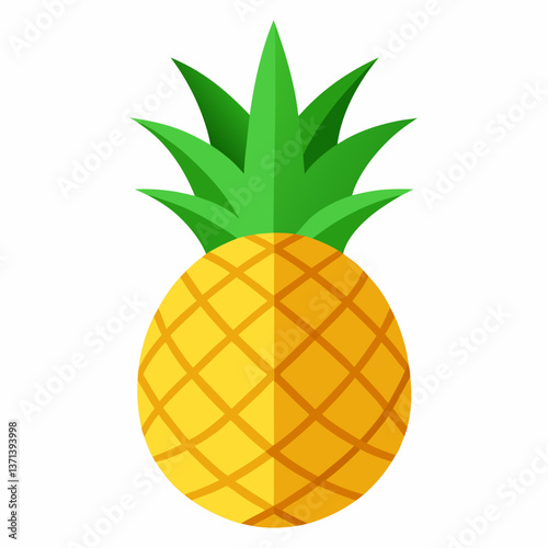 golden pineapple with spiky green leaves