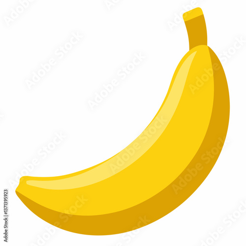 shiny yellow banana with gentle curve 