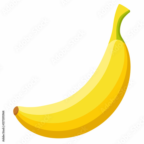 shiny yellow banana with gentle curve 
