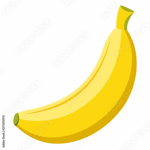shiny yellow banana with gentle curve 