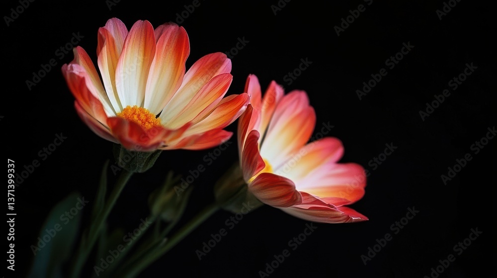 Obraz premium Flowers with black background.
