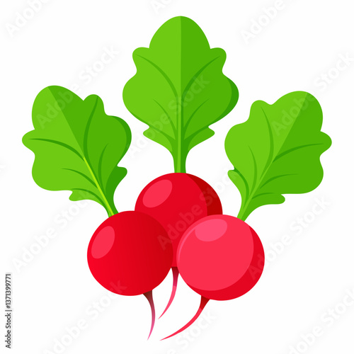 red radishes with leafy green tops