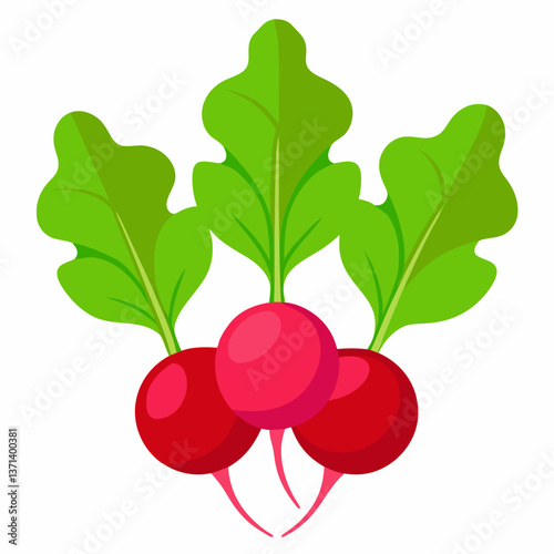 red radishes with leafy green tops