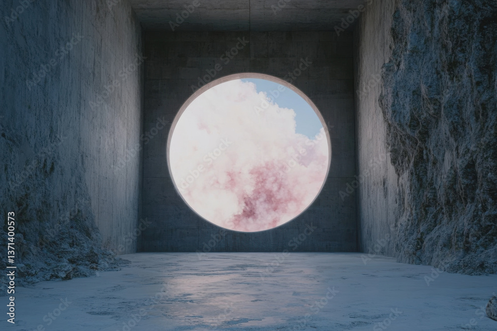 Fototapeta premium A large, empty room with a large circular opening in the wall