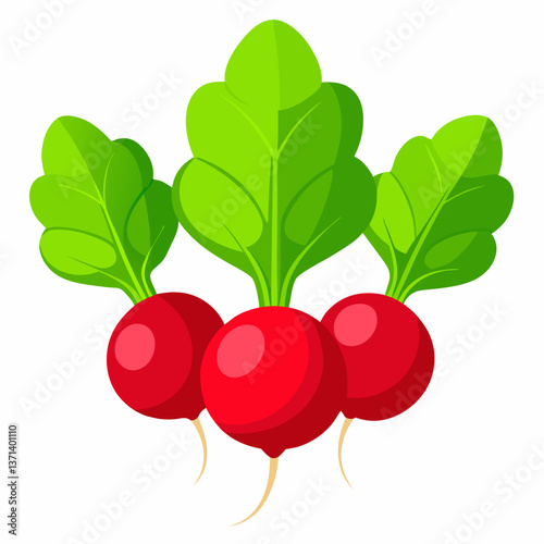 red radishes with leafy green tops
