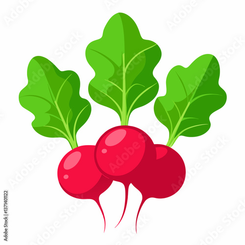 red radishes with leafy green tops