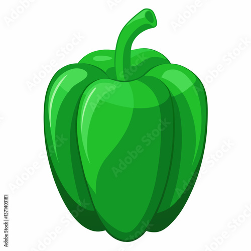 green bell pepper with smooth  reflective surface