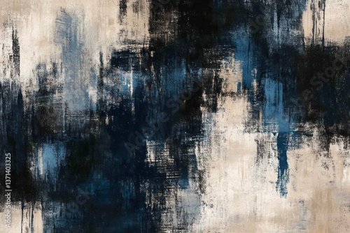 Abstract blue beige grunge art; textured wall background