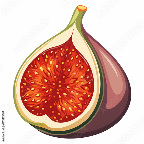 ripe fig sliced open  revealing soft interior 