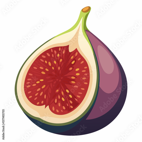 ripe fig sliced open  revealing soft interior 