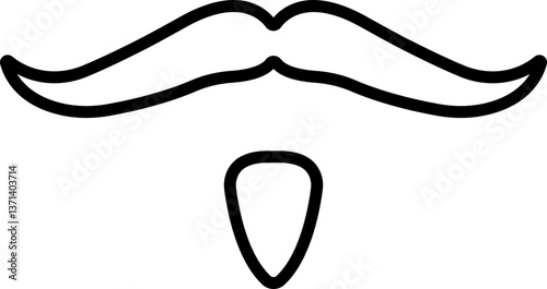 Beards Black silhouette icon in line. Symbol of man beard isolated on transparent background