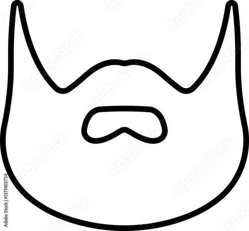 Beards Black silhouette icon in line. Symbol of man beard isolated on transparent background