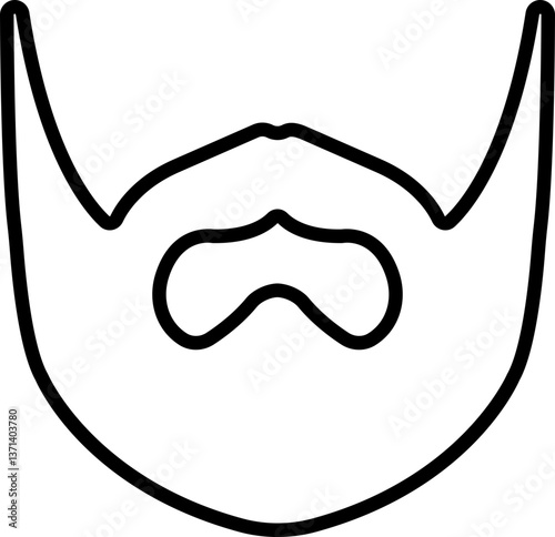 Beards Black silhouette icon in line. Symbol of man beard isolated on transparent background