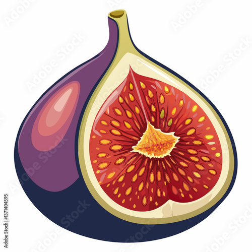ripe fig sliced open  revealing soft interior 