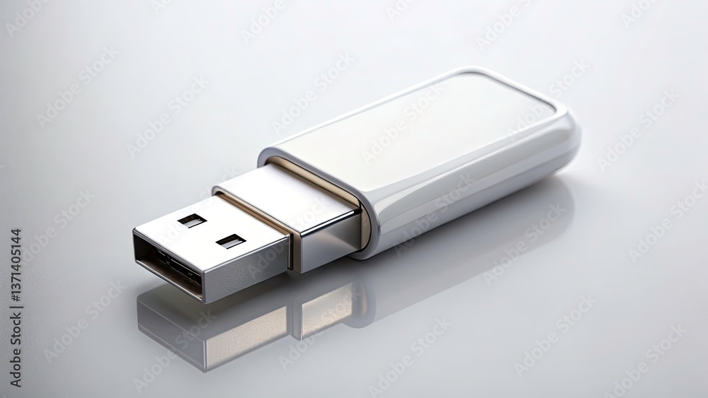 Aerial Photography of USB Flash Drive on White Background with Dutch Angle Tilt - Clean and Clinical Flat Lay Design for Copy Space Aerial Photography of USB Flash Drive on White Background with Dutch Angle Tilt - Clean and Clinical Flat Lay Design for Copy Space