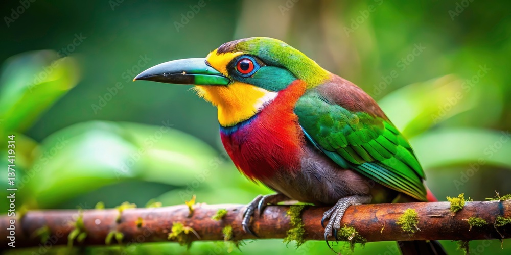 Obraz premium Captivating Portrait of a Bird with a Yellow Beak in a Natural Setting - Wildlife Photography, Nature, Colorful Birds, Avian Close-Up, Birdwatching, Feather Details, and More