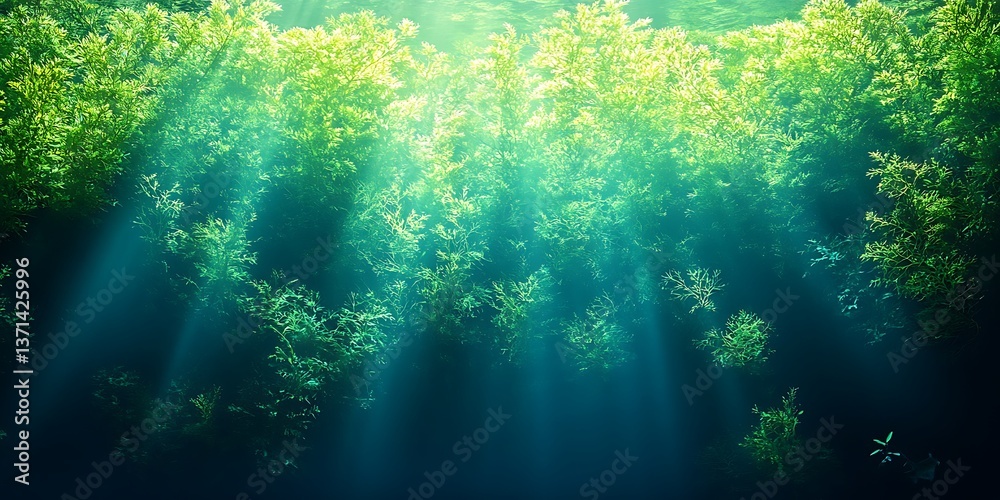 Obraz premium Underwater Plants Sunlight Forest