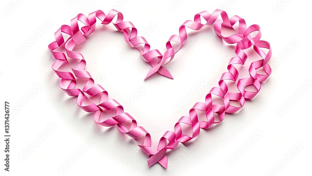 Pink Ribbon Heart Bokeh Background - Breast Cancer Awareness Image Pink Ribbon Heart Bokeh Background - Breast Cancer Awareness Image