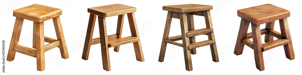 Step stool isolated on transparent background. PNG, Set of Step stool isolated on transparent background. PNG, Set of