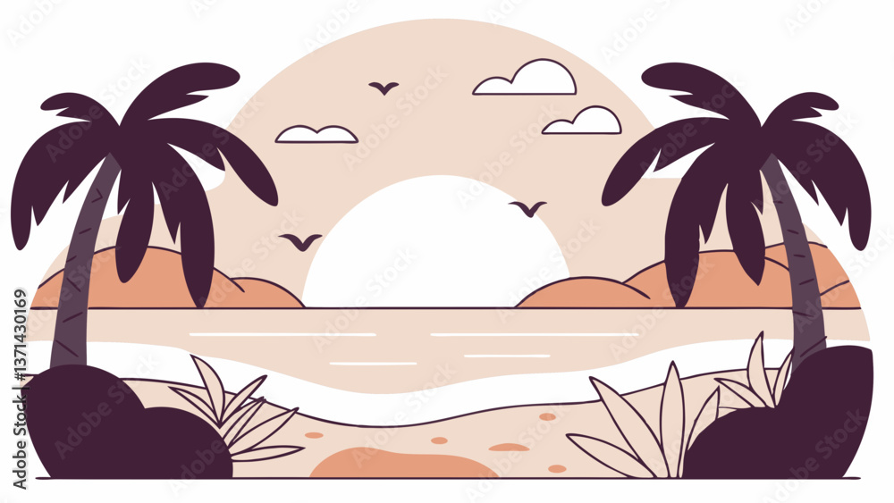 Obraz premium Beach Roundis Flat style vector file
