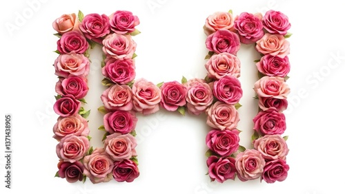 Vintage Rose Wreath Letter H, Floral Alphabet, Rustic Letter H,  Antique Roses,  Romantic Wreath,  Floral Letter,  Vintage Typography,  Rose Photography,  H Initial,  Botanical Photography