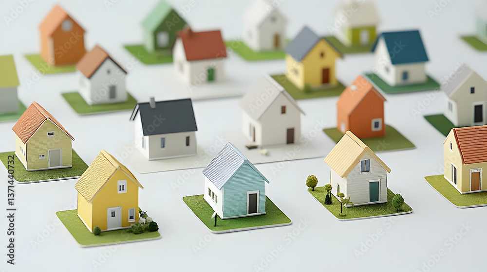 Photo Of Miniature Colorful Houses Isolated On White Background Photo Of Miniature Colorful Houses Isolated On White Background