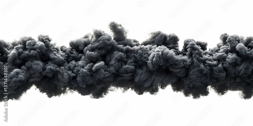 Realistic Black Smoke Cloud Abstract Background Isolated on White Realistic Black Smoke Cloud Abstract Background Isolated on White