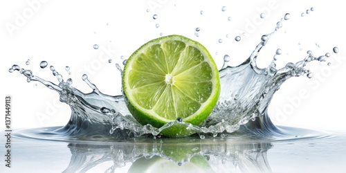 Double Exposure Lime Splash: Surreal Water Photography, Abstract Green Lime Image, Artistic Water Droplets,  Creative Splash Photography,  Lime in Water,  Double Exposure Effect