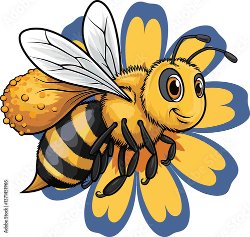 Cute cartoon a illustrator honey bee vector with a white backround