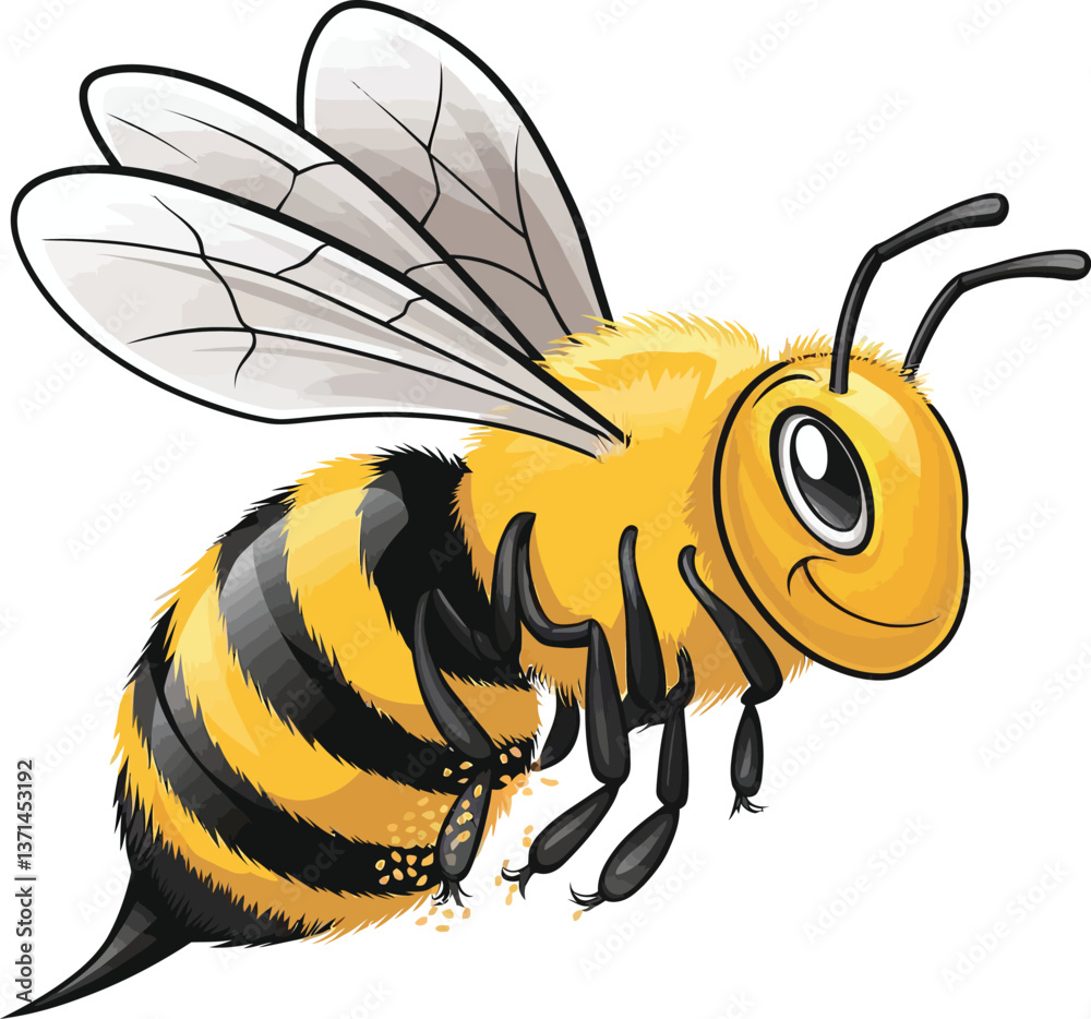Cute cartoon a illustrator honey bee vector with a white backround Cute cartoon a illustrator honey bee vector with a white backround
