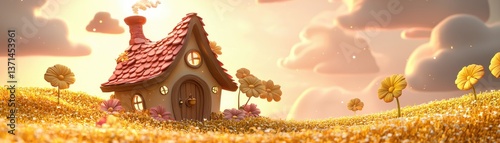 Fairy Tale House Sunrise Meadow