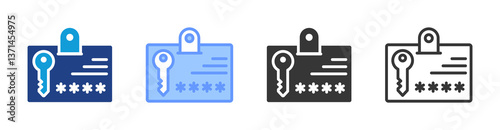 Login Credentials icon set multiple style collection