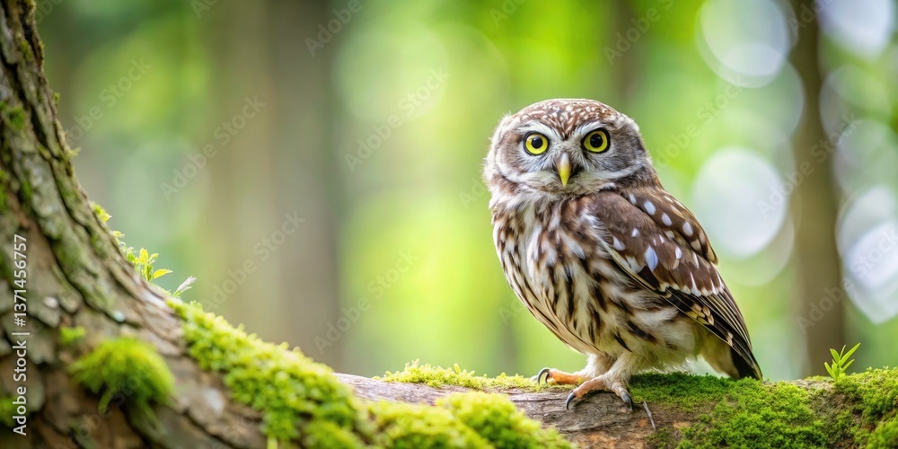 Little Owl Forest Tree Landscape Photography - Majestic Wildlife Scene Little Owl Forest Tree Landscape Photography - Majestic Wildlife Scene