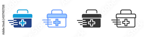 Emergency Kit icon set multiple style collection