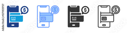 Mobile Payment icon set multiple style collection