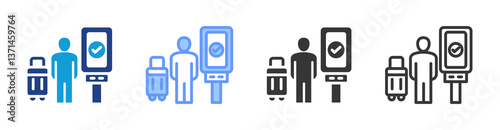 Check In Kiosk icon set multiple style collection