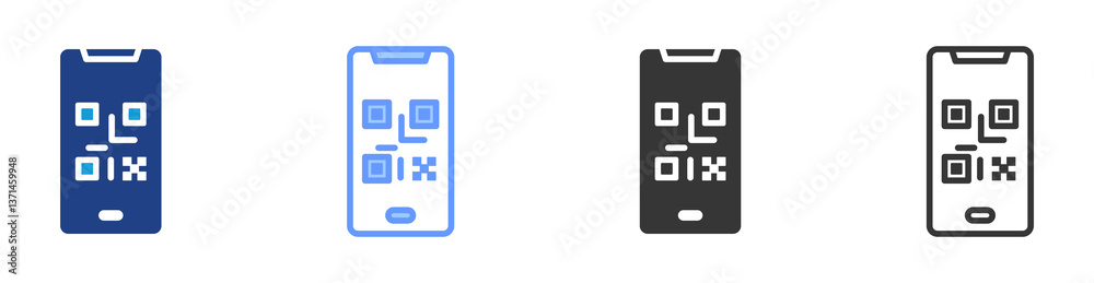 Fototapeta premium Qr Code icon set multiple style collection