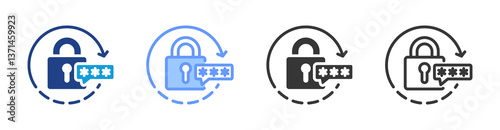 Password Reset icon set multiple style collection