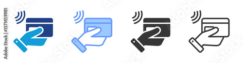 Contactless Payment icon set multiple style collection