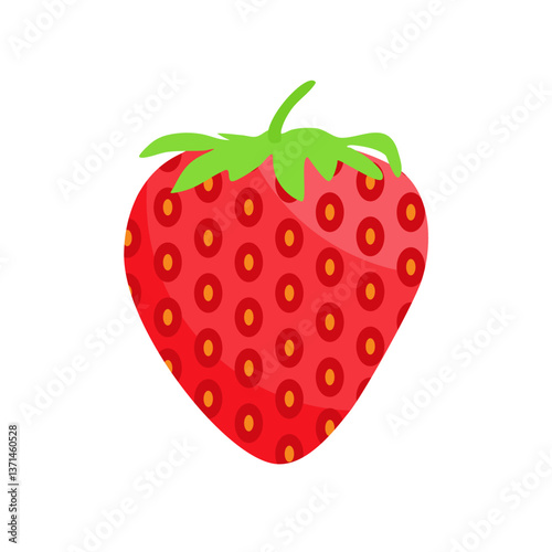 one red strawberry flat icon illustration
