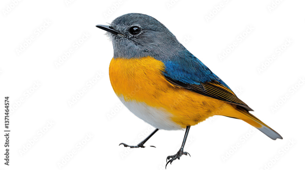 Obraz premium Blue-fronted Redstart bird perched on a white background