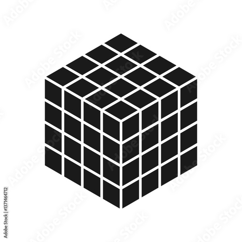 Cube vector icon on blank background
