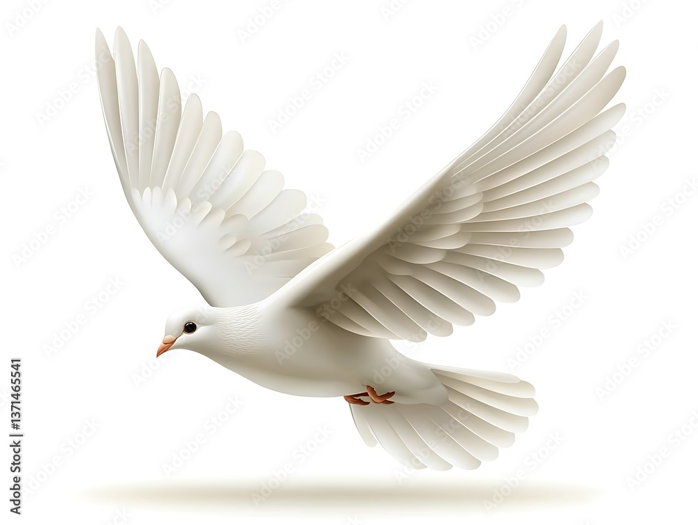 Obraz premium White Dove in Flight, Studio Shot