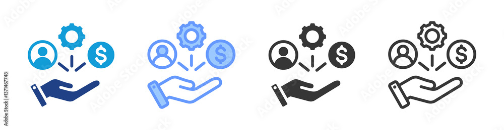 Resource Allocation icon set multiple style collection Resource Allocation icon set multiple style collection