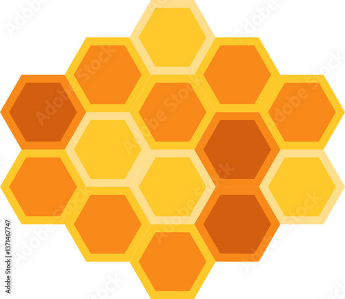 A pattern of interconnected orange and yellow hexagons