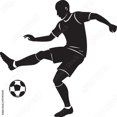 football player silhouette creative illustration vector, soccer player silhouette vector black and white